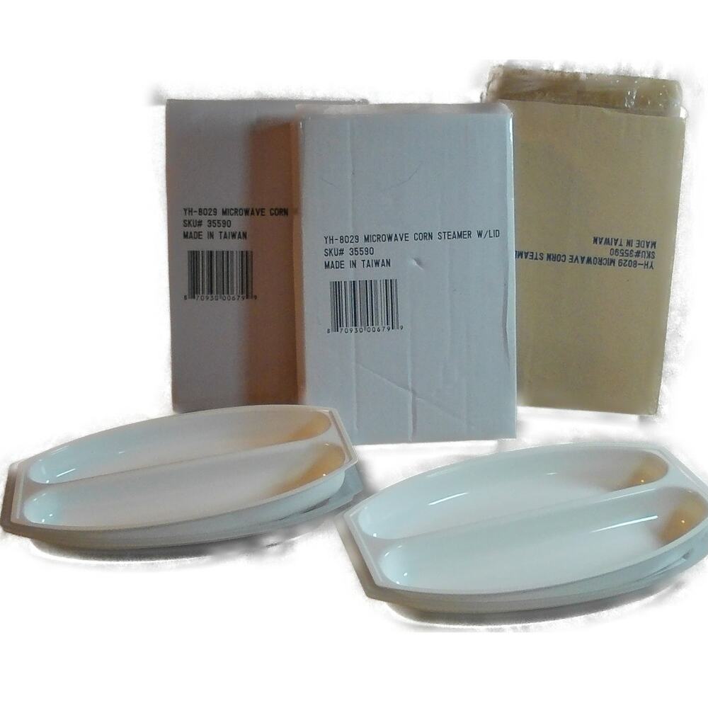 Cuisine Magic Microwave Corn Steamer w/Lid YH-8029 NIB Cooks 2 Ears of Corn